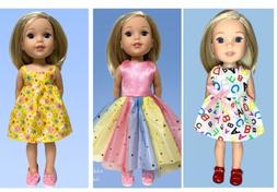 14 Inch Doll Clothes Lot 3 Outfits With Shoes Rainbow Dress 