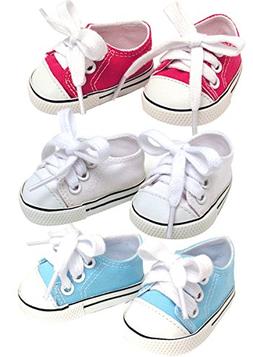 . White, Hot Pink & Blue Sneakers