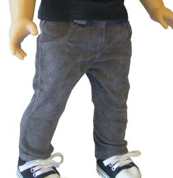 For 18" American Girl Doll Clothes  Dark Gray Cord Pants Boy