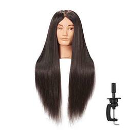 26"-28" Cosmetology Mannequin Head Human Hair Hairdressing T