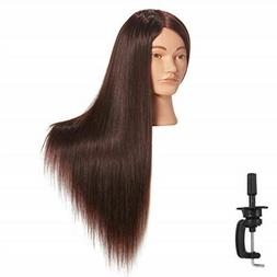 26"-28" Cosmetology Mannequin Head Human Hair Hairdressing T