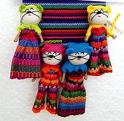 4 2 Inch Worry Doll Cats with clothes in a Pouch