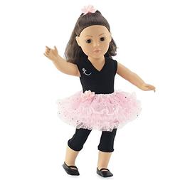 | Ballerina Outfit With Black Unitard, Pink Tutu, Hair Piece