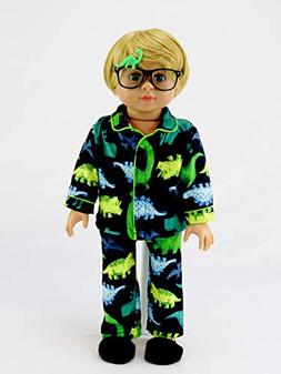 Green Yellow Dino Pajamas for Boys | Fits 18" American Girl 