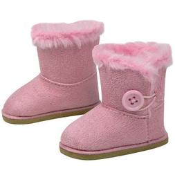 & More! Doll Shoes Of Pink Suede Style Boots W/ Pink Side Bu