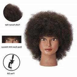 Afro Mannequin Head With 100% Human Hair Manikin Cosmetology