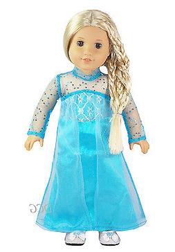 AFW FROZEN INSPIRED ELSA DRESS #269 TEAL SEQUIN SLEEVE  for 