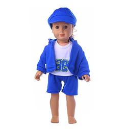 AMOFINY 4PC New Hat + T-shirt + Coat + Pants DIY Doll Girl &