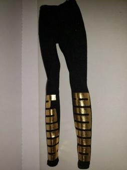 BARBIE DOLL MADE TO MOVE BLACK WITH GOLD PUMA BOTTOM LEGGING
