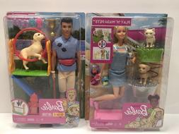Barbie Ken Doll Dog Trainer Playset & Barbie Play N' Wash Pe