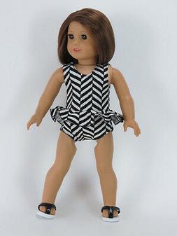 Black and White Bathing Suit made for 18"American Girl Doll 