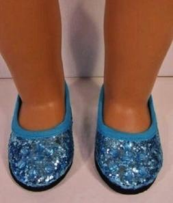 Blue Princess Shoes for 18" American Girl Doll  Elsa, fits 1