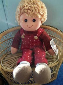 Rag Doll ~ 14 Inch Boy Doll With Blond Hair And  Overalls