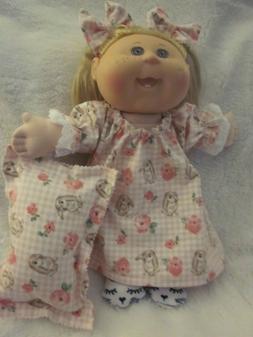 CPK doll clothes/14 inch/bunny print nightgown/hair bows/pil