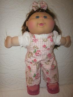 CPK doll clothes/14 inch/pink check bunny overalls/blouse/ha