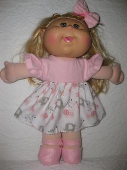 CPK doll clothes/14 inch/pink/pink print dress/hair bow/shoe