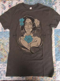 Day Of The Dead Comfy Tee Flower Zombie Doll  T-Shirt