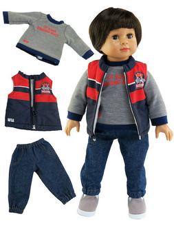 Doll Clothes 3 PC Race Vest Pants Set For 18 Inch American G