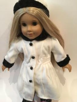 Doll Clothes White Dress Coat W Hat Fur Winter Outfit For 18