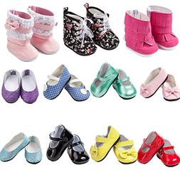 TOYYSB 6 Pairs of Doll Shoes Include Boots Leather Shoes Fit