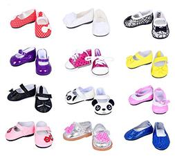 ebuddy 7pair Doll Shoes Random Diffrent Style for 18 inch Do