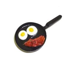 Dollhouse Handcrafted Bacon & Eggs In Frying Pan 1:12 Miniat
