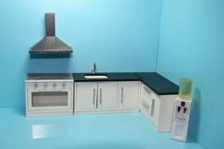Dollhouse Miniature Complete White Kitchen Set 5 Pcs with Wa