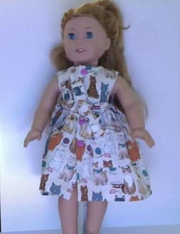 Clothes For  Girl Doll & 18 Inch Doll Dress Cat Motif