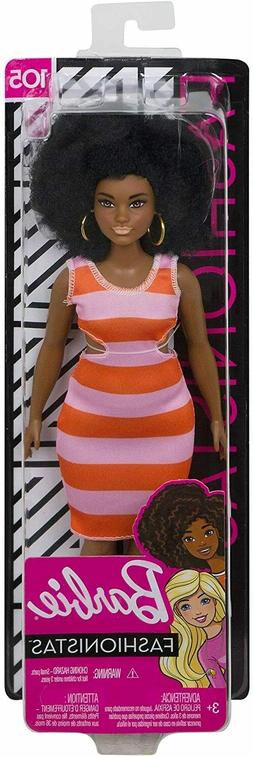 CURVY Black Afro Hair Fashionista Mattel BARBIE Doll with Fa