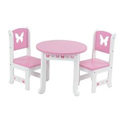 18 Inch Doll Furniture | Lovely Pink and White Table and 2 C