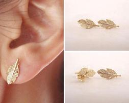 GIFT UNDER 5 DOLLARS Small Leaves Gold Stud Earrings for Wom