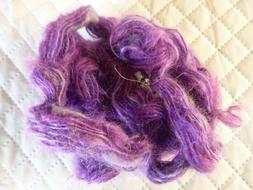 Hand Spun Hand Dyed Purple Tones Mohair Yarn / doll hair
