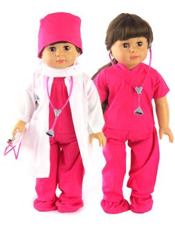 Hot Pink Medical Dr Outfit and Accessories Fits 18" American