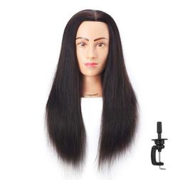 Human Hair Mannequin Hairdresser Training Doll Head Cosmetol