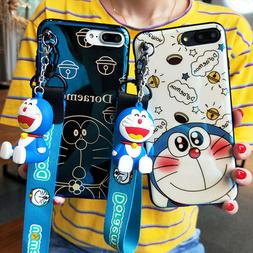 For iPhone 11 Pro 7 8 Xs XR  Cute cartoon Doraemon Doll Stra