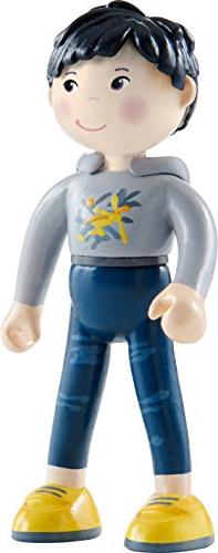 HABA Little Friends Liam - 4" Bendy Doll Figure with Black H
