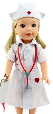 Old School Style Nurse Outfit for 14.5" American Girl WELLIE
