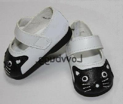 White and Pink Kitty Cat Shoes for American Girl 15 - 18 inc