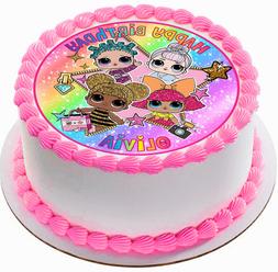 Glitter Rainbow Personalized Edible Circle Cake Topper Decor