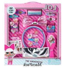 Gift Hair Accessory Bundle Set 50 Piece Brush Bows Barrettes