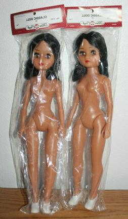 Lot of 2 Vintage Fibre Craft Classic Doll 15" Black Hair 319