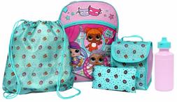 LOL Surprise Doll Backpack Lunch Box Tote Water Bottle 5 pc 