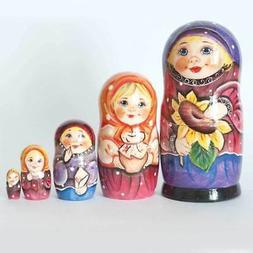 For Kids Russian Boy With Sunflower Matryoshka Babushka Hand
