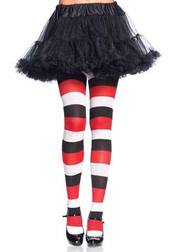 NEW Leg Avenue Darling Doll Opaque Striped Tights Red Black 