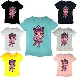 Doll Pink Kids L.o.l T-shirt Tops Party Size Age 3-14 Years