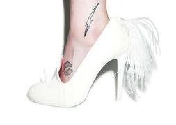 Kill White Unicorn Fur Horn Tail Posch Heels Shoes Wedding Y
