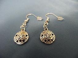 NEW TIBETAN SILVER SAND DOLLAR EARRINGS, STERLING HOOKS, Buy