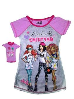 BARBIE Nightgown for Girls and Matching Doll Nightshirt Slee
