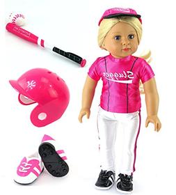 Hot Pink Baseball Uniform with Baseball Bat, Helmet, and Sho