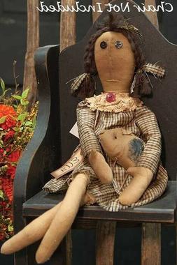 Primitive ELLA DOLL Holding PIG Folk Art Raggedy Country Ann